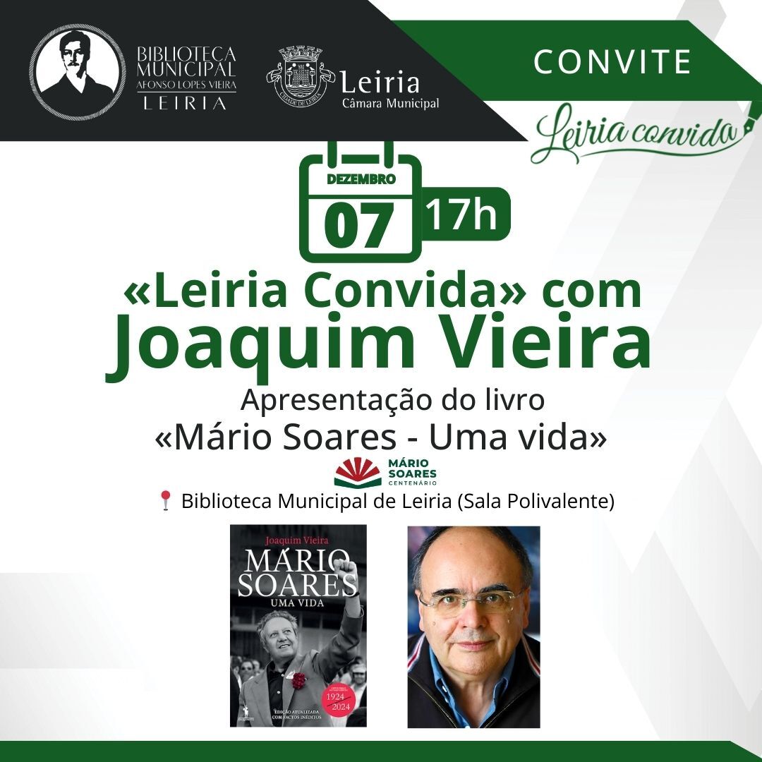 Jornalista Joaquim Vieira apresenta livro sobre Mário Soares na Biblioteca Municipal