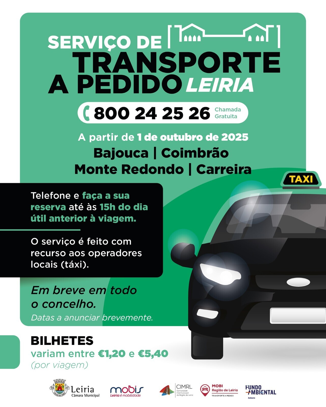 Município de Leiria lança sistema de Transporte a Pedido a partir de outubro